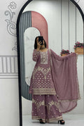 Teeya Creation Womens New Heavy Fox Georgette Fabric With Heavy Embroidery Work Kurta Set | Grocsy