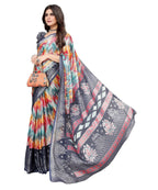 Vamika Grey Chiffon Brasso Bollywood Style Woven Saree (KARUNA GREY) | Grocsy