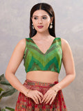 Joban Fashion Women Silk Green-Multi Stitched Blouse | Grocsy