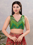 Joban Fashion Women Silk Green-Multi Stitched Blouse | Grocsy