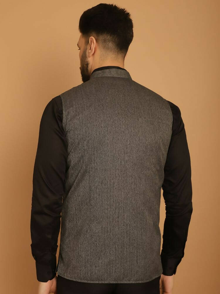 Even Apparels Nehru Jacket With Welt Pockets - Grey | Grocsy