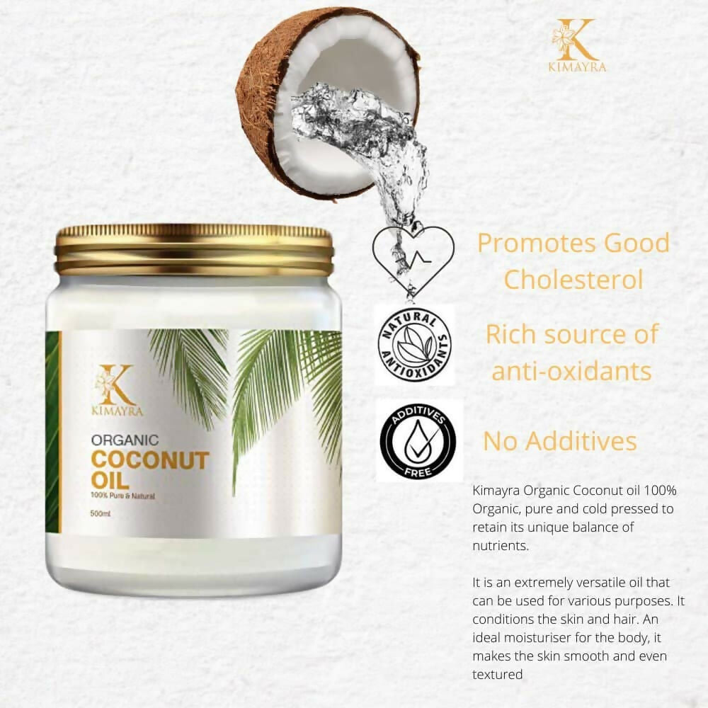 Kimayra World Organic Cold Pressed Coconut Oil with Natural Aroma of Coconut Oil for Hair & Dry Skin | Grocsy
