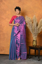 Very Much Indian Fusion Cotton Tissue Shimmer Saree - Dual Tone Purple | Grocsy