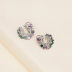 Multi Flower Oversized Stud Earrings- Ruby Raang | Grocsy