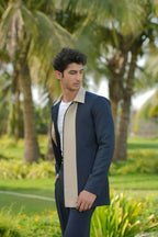 Duo Draft Navy Blue Shacket by Hilo Design | Grocsy