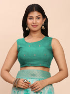 Shree Shyam Fashion Linen Cotton Sea Green Saree | Grocsy