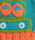 Chutput Kids Woollen Hand Knitted robot Detail Cap - Sea Green | Grocsy