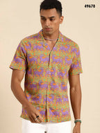 Orange Relaxed Opaque Printed Casual Resort Shirt - Mahotsav | Grocsy