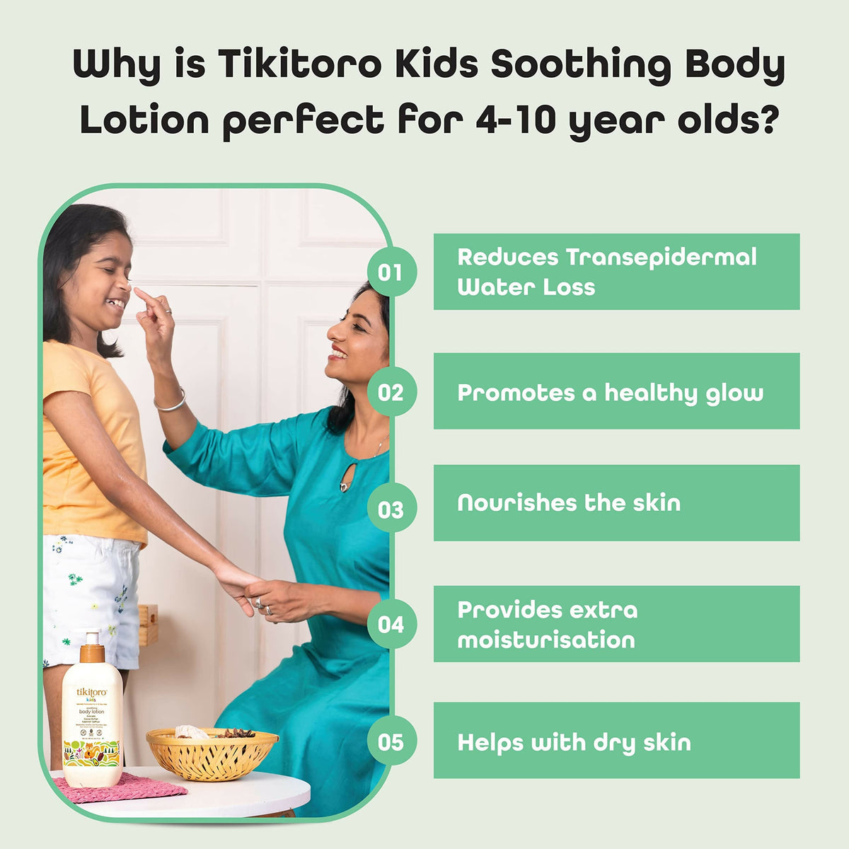 Tikitoro Kids Soothing Body Lotion 100% Vegan with Avocado, Cocoa Butter, Kashmiri Saffron Extract, Moisturizes, Soothes & Nourishes Skin | Grocsy