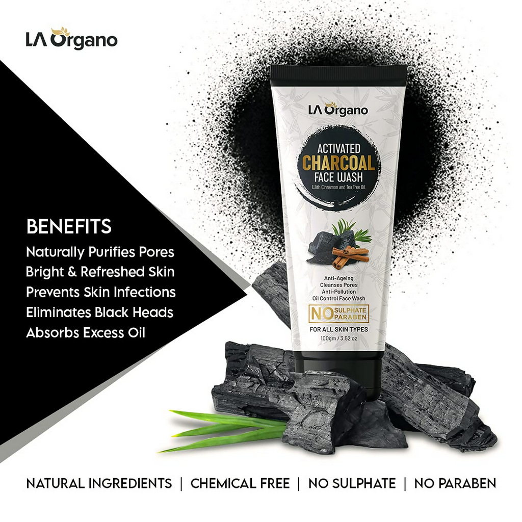 LA Organo Activated Charcoal Face Wash | Grocsy