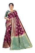 Vamika Ethnic Fire Purple Weaving Banarasi Jacquard Saree | Grocsy
