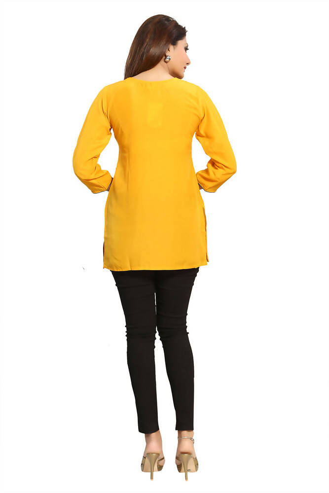 Snehal Creations Snazzy Scintillating Mustard Yellow Designer Tunic | Grocsy