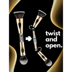 Bronson Professional 4 in 1 Travel Brush Foundation Brush, Powder Brush, Eyeshadow Brush, Flat Brush | Grocsy