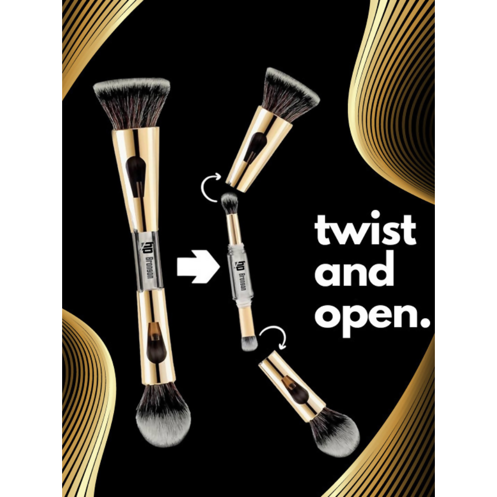 Bronson Professional 4 in 1 Travel Brush Foundation Brush, Powder Brush, Eyeshadow Brush, Flat Brush | Grocsy