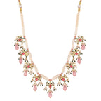 Nuyug 22K Gold Plated Pearl Empress Flora Pink Stone Drops Necklace Set | Grocsy