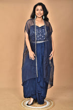 Morchari Women Hand Embroidery Crop Top-Blue | Grocsy