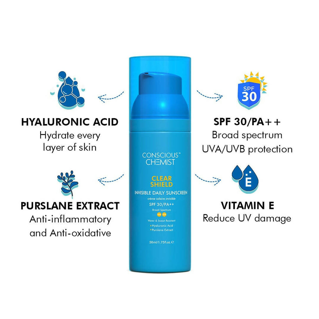 Conscious Chemist Clear Shield Invisible Daily Sunscreen SPF30 PA++ | Grocsy