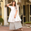 PartyWear Designer White Pure Maslin Palazzo Suit - Anbazaar | Grocsy