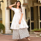 PartyWear Designer White Pure Maslin Palazzo Suit - Anbazaar | Grocsy
