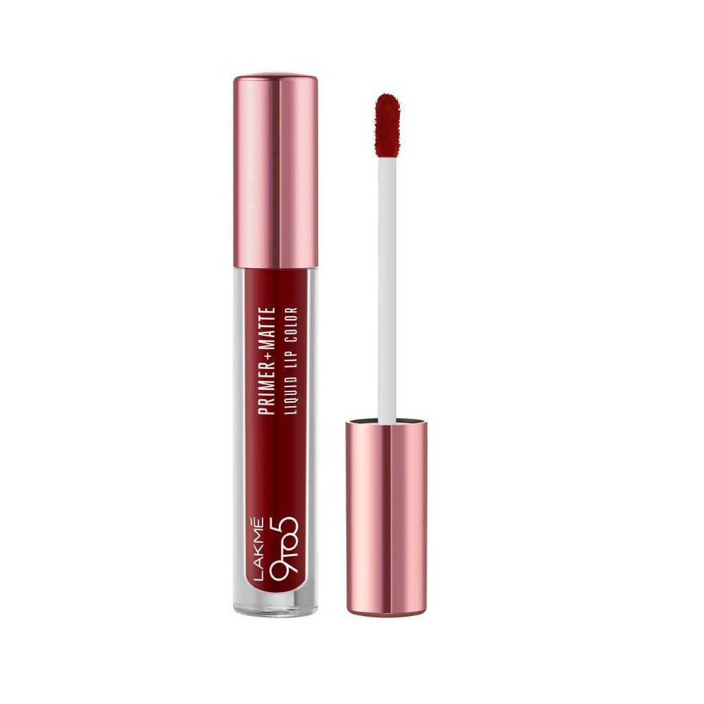Lakme 9to5 Primer + Matte Liquid Lip Color - MR4 Deepmaroon | Grocsy