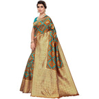 Vamika Banarasi Jaquard Mustard Weaving Saree (Banarasi 19) | Grocsy