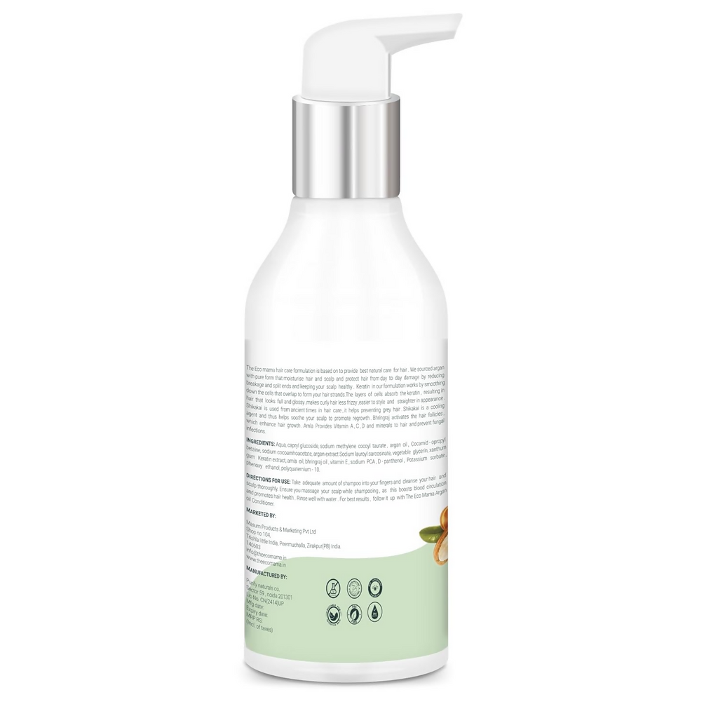 The Eco Mama Argan Keratin Shampoo With Amla Oil, Bhringraj Oil, and Vitamin E | Grocsy