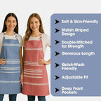 Varde Waterproof Chef Apron With 2 Pockets-Rock Blue & Light Mauve (Pack of 2) | Grocsy