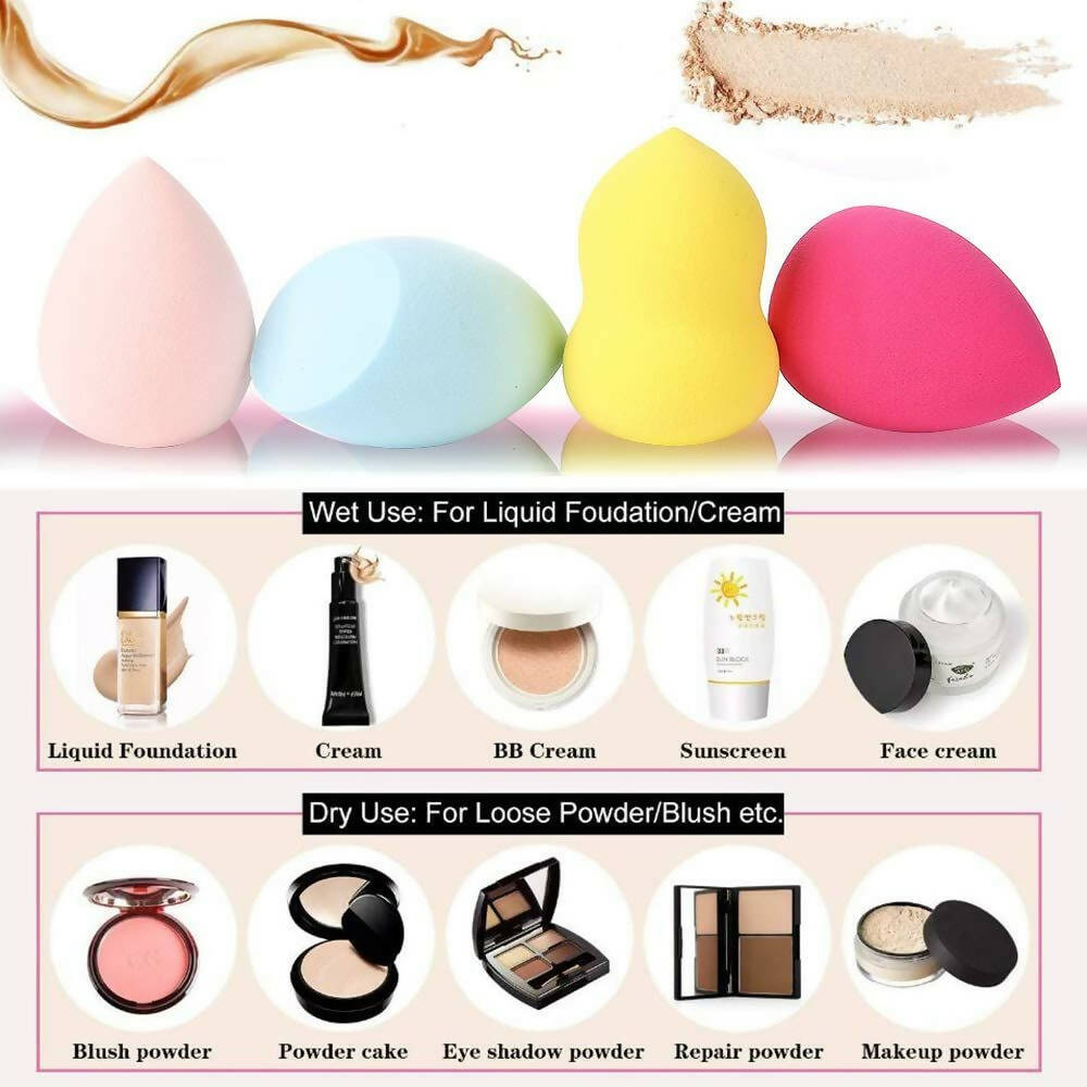 Favon Pack of 1 Foundation Cum Blush Brush and 1 Blender Puff | Grocsy