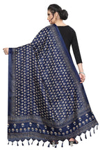 Vamika Navy Blue Printed Khadi Bhagalpuri Latest Dupatta | Grocsy