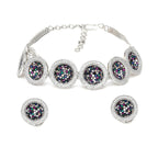 Multi Diamond and Stone Neckpiece with Studs- Ruby Raang | Grocsy