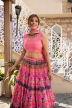 Wedding Designer Pink Chanderi Designer Lehenga - Anbazaar | Grocsy