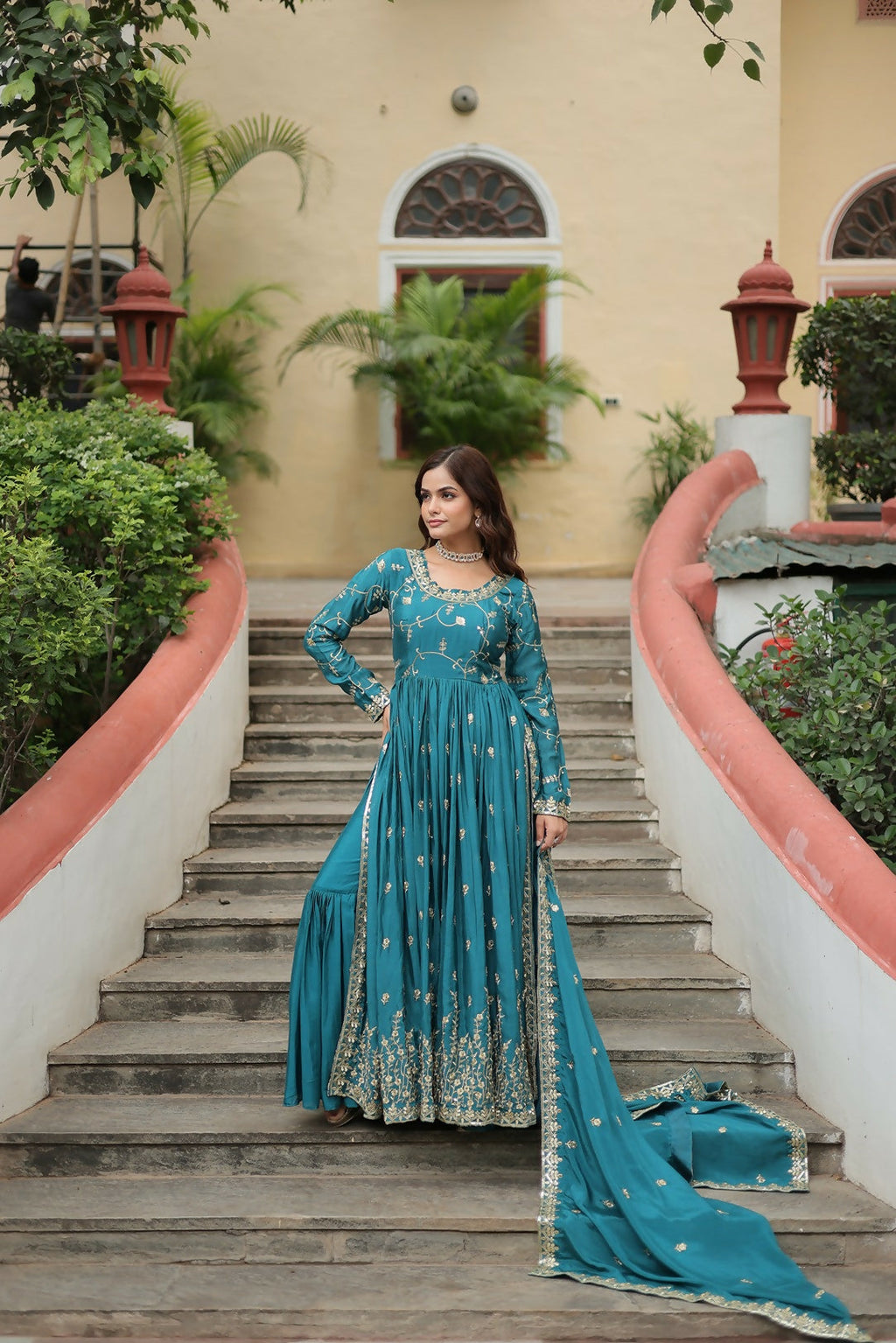 Joban Fashion Blackchinon Sequence Embroidery Work Kurta Set | Grocsy