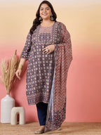 Sztori Women Floral Yoke Design Regular Gotta Patti Kurta with Trousers & With Dupatta | Grocsy