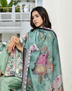 Vaasva Women's Green Tissue Gota Embroidered Suit Set With Solid Pant And Embroidered Dupatta | Grocsy