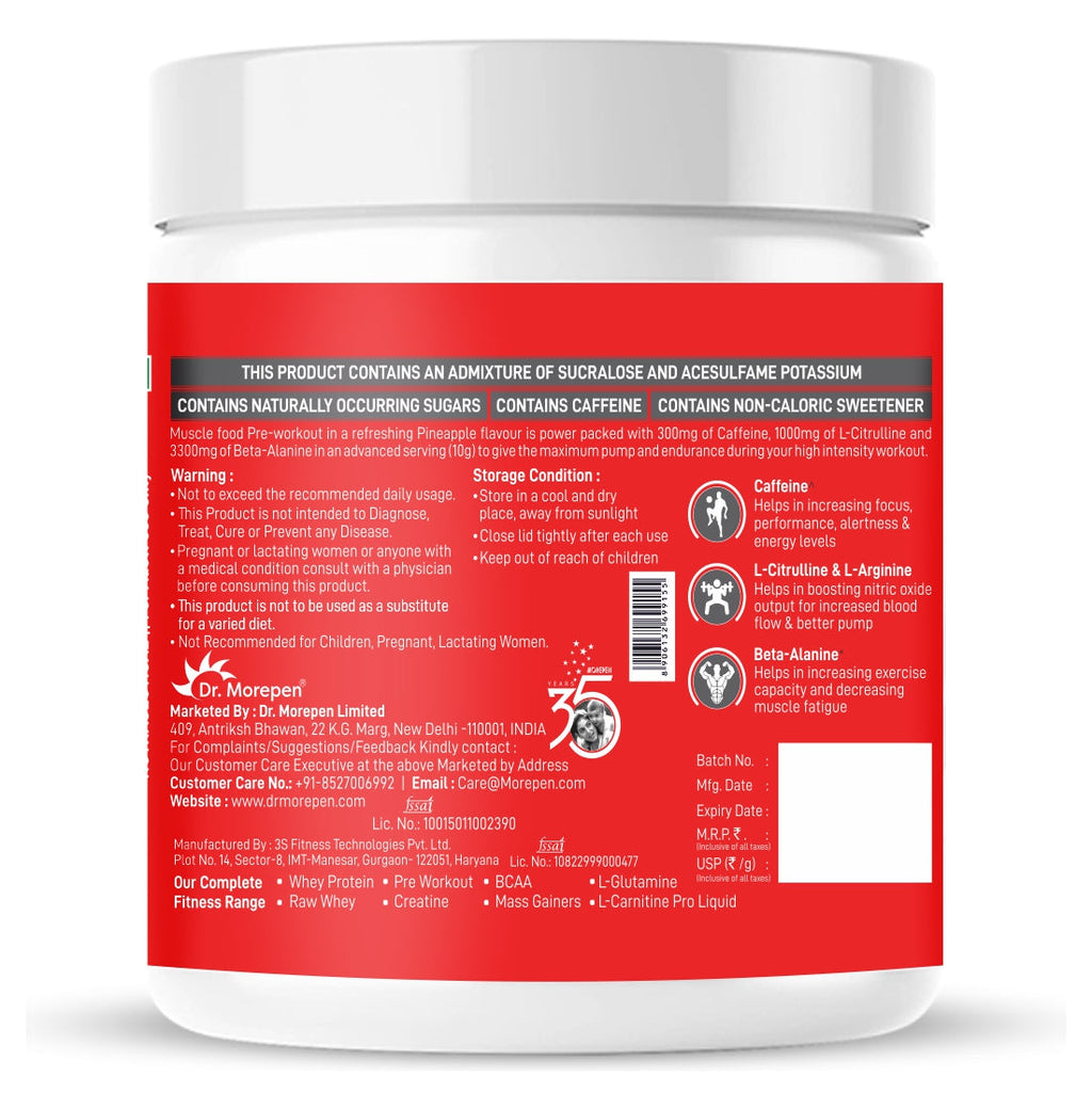 Dr Morpen Muscle Food Pre-Workout (Pineapple Play) | Grocsy