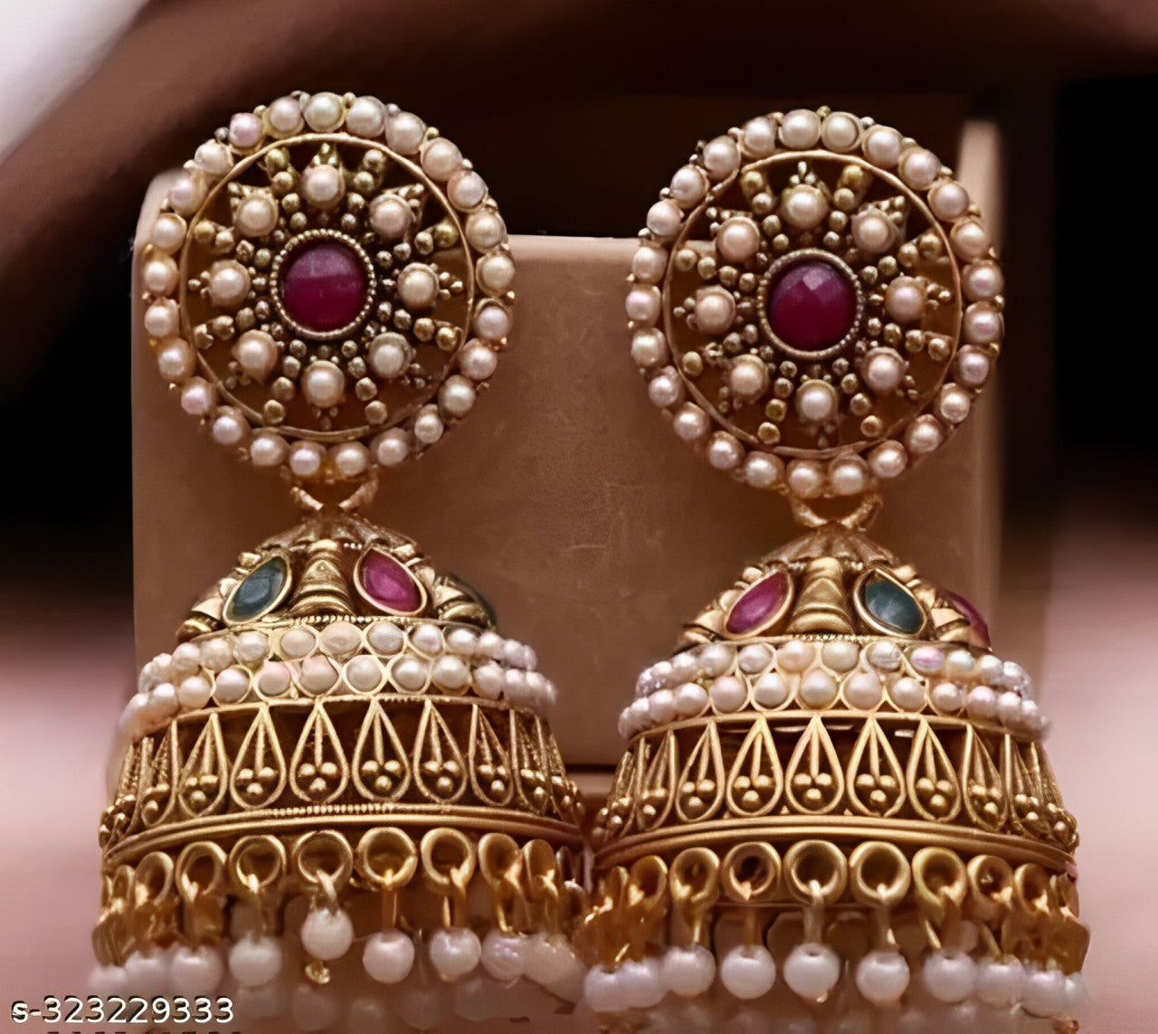 Jewel City Exquisite Kundan Jhumka Earrings with Pearl Accents | Grocsy