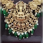 Jewel City Exquisite Traditional Gold-Plated Necklace Set with Emerald Beads | Grocsy