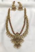Jewel City Exquisite Gold-Plated Bridal Necklace and Earrings Set with Ruby and Emerald Accents | Grocsy