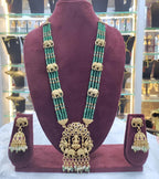 Jewel City Royal Elephant Emerald Beaded Necklace Set - Antique Gold Temple Jewelry with Ruby Accents (Designer Collection) | Grocsy