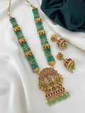 Jewel City Royal Elephant Emerald Beaded Necklace Set - Antique Gold Temple Jewelry with Ruby Accents (Designer Collection) | Grocsy