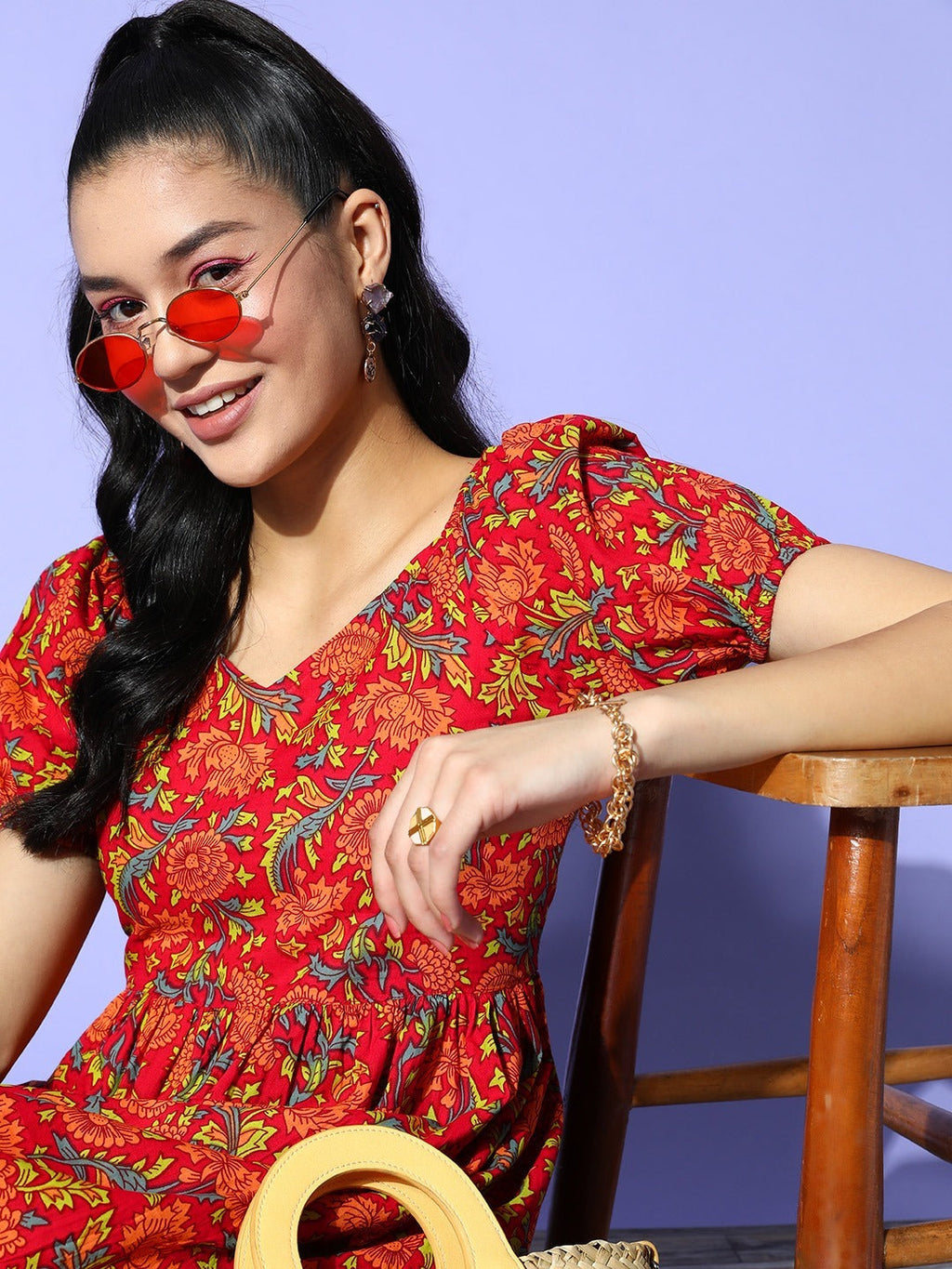 Yufta Printed A-Line Dress | Grocsy