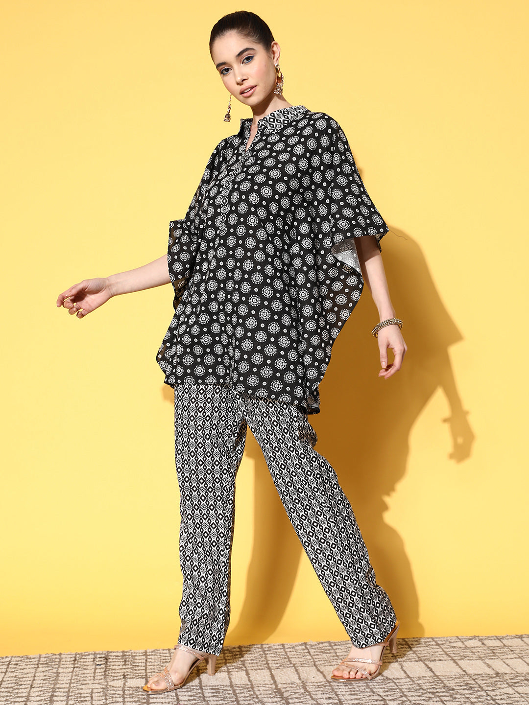 Yufta Printed Cotton Top with Trousers | Grocsy
