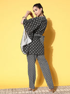 Yufta Printed Cotton Top with Trousers | Grocsy
