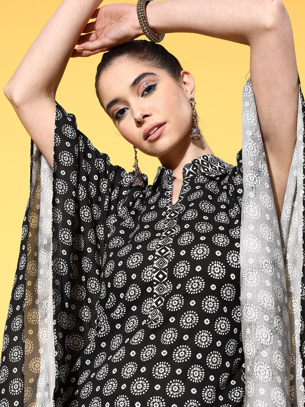 Yufta Printed Cotton Top with Trousers | Grocsy