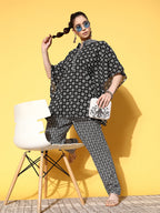 Yufta Printed Cotton Top with Trousers | Grocsy