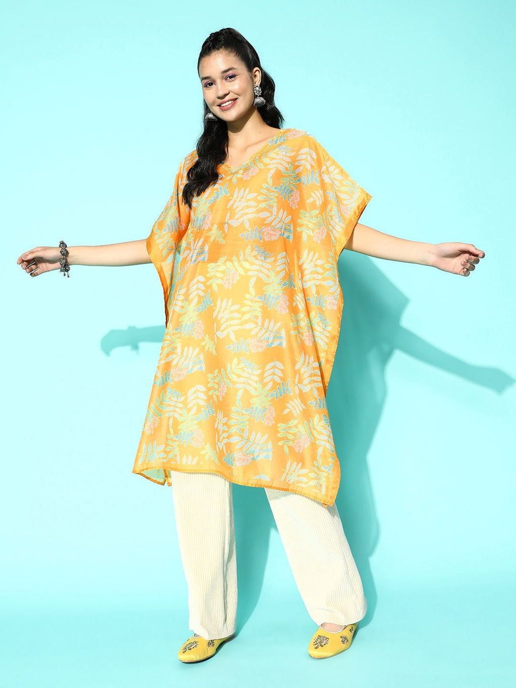 Yufta Printed Kaftan Kurta | Grocsy