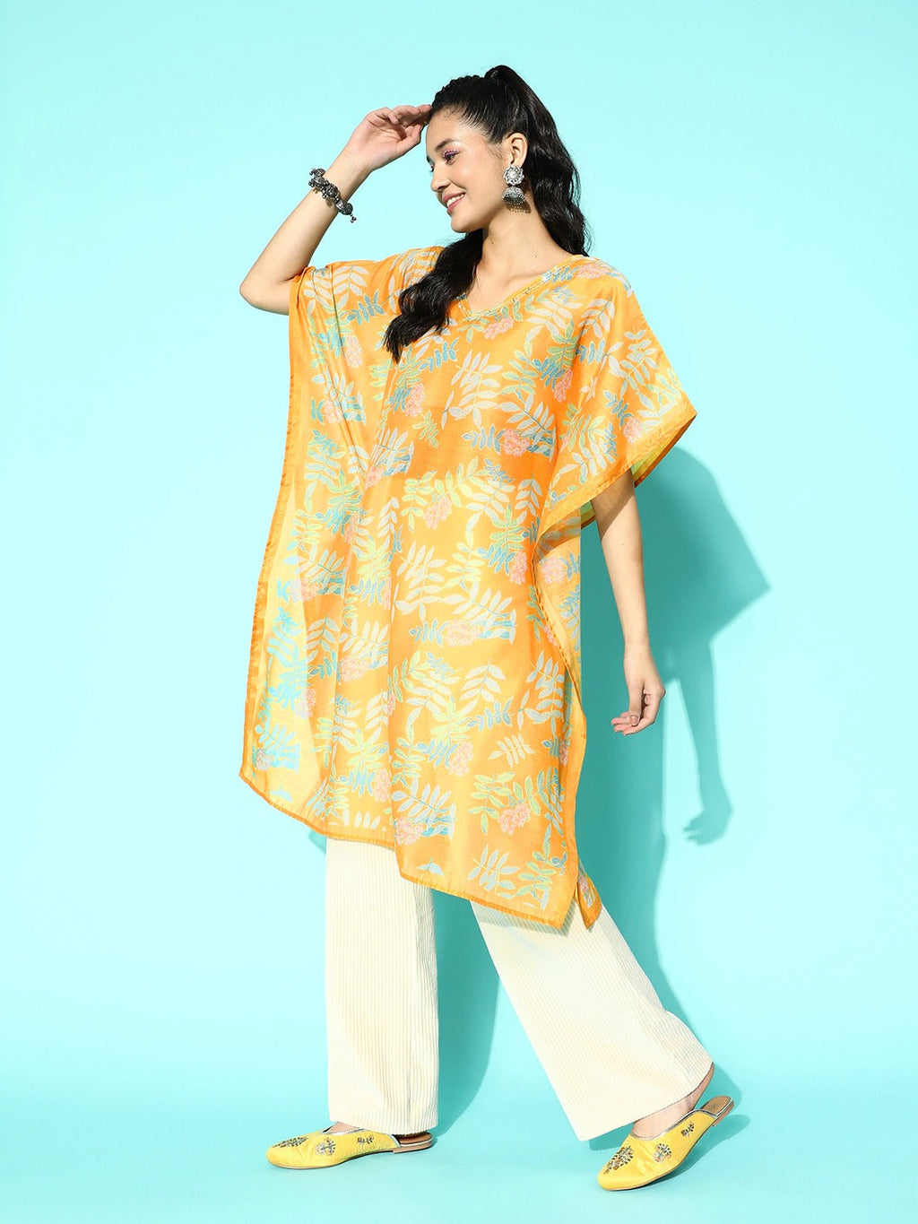 Yufta Printed Kaftan Kurta | Grocsy