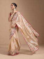 Teeya Creation Chiku Color Organza Silk Heavy Work Saree | Grocsy