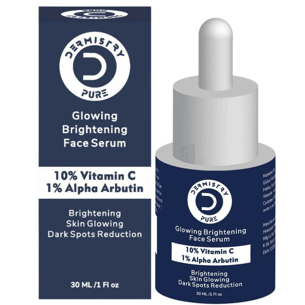 Dermistry Pure 10% Vitamin C 1% Alpha Arbutin Dull Skin Brightening Lightening Fairness Glow Serum | Grocsy