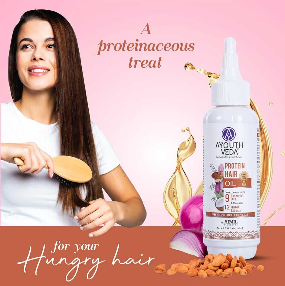 Ayouthveda Protein Hair Oil With Bhringraj and Coffee Beans | Grocsy